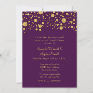 Gold Leaf Glitter Confetti Dots Couples Shower Invitation