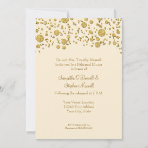 Gold Leaf Glitter Confetti Dots Elegant Rehearsal Invitation