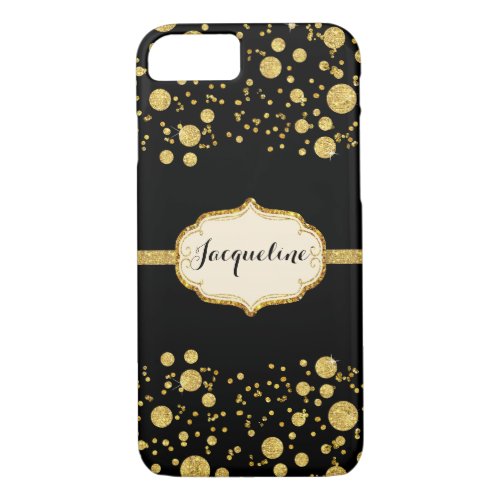 Gold Leaf Glitter Confetti Polka Dots Sparkle iPhone 87 Case
