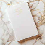 Gold leaf, gold plant lined notepad<br><div class="desc">Elevate your desk with this elegant lined notepad, featuring a delicate gold botanical illustration framing the customizable message area at the top. The crisp white background and subtle grey lines provide a clean, modern space for notes, lists, or letters. The understated gold foliage adds a touch of sophistication, making this...</div>