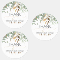 Gold Leaf Greenery Baby Shower Waterproof Stickers