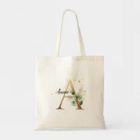 Gold & Greenery Personalized Tote Bag