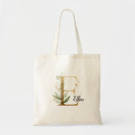 Gold Leaf Greenery Elegant Foliage Monogram &quot;e&quot; Tote Bag at Zazzle