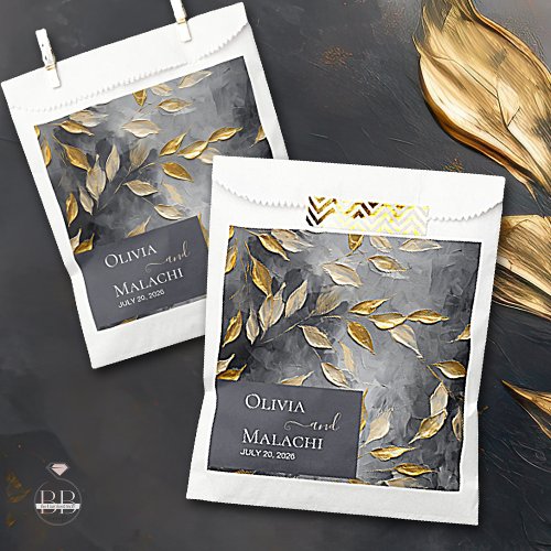 Gold Leaf Impasto Noir  Favor Bag