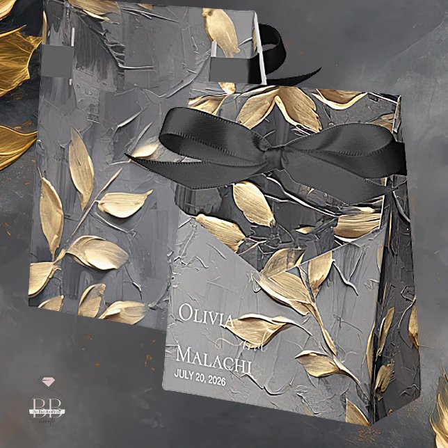 Gold Leaf Impasto Noir  Favor Boxes (Creator Uploaded)