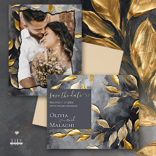 Gold Leaf Impasto Noir Invitation