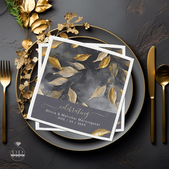 Gold Leaf Impasto Noir  Napkins (Creator Uploaded)