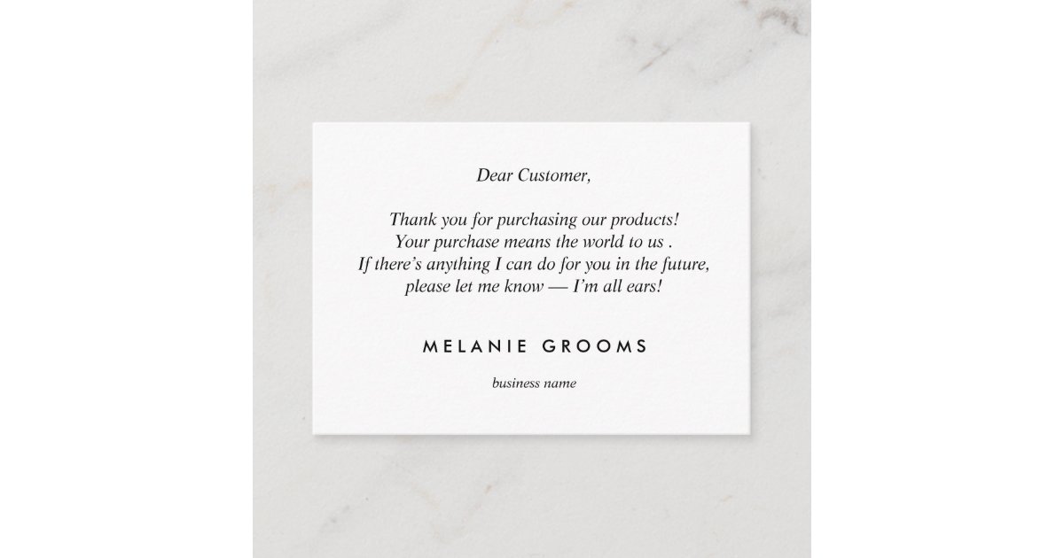 Gold Leaf Logo Black Thank You For Your Purchase Enclosure Card