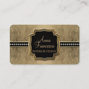 Gold Leaf Look Fleur de Lis Faux Vintage Jewel Business Card