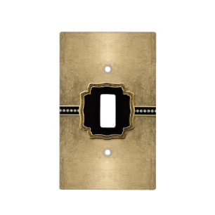 Gold Leaf Look Fleur de Lis Faux Vintage Jewel Light Switch Cover