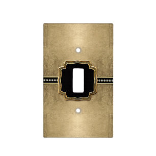 Gold Leaf Look Fleur de Lis Faux Vintage Jewel Light Switch Cover