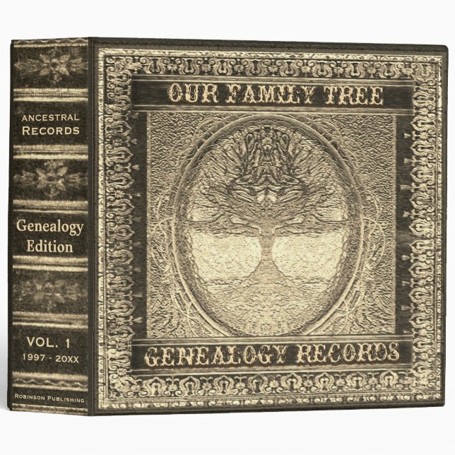Gold Leaf Look Genealogy Binder (Front/Spine)
