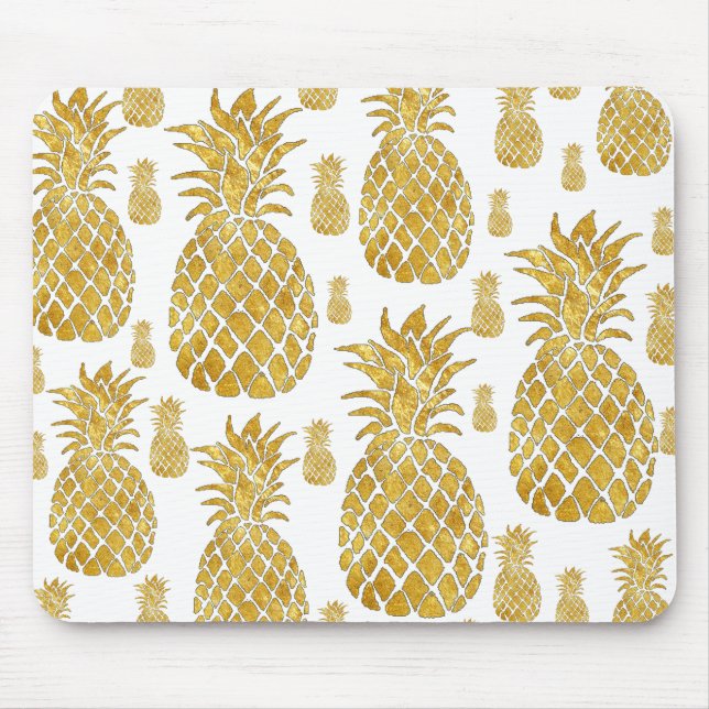 gold leaf look pineapples mouse pad (Front)