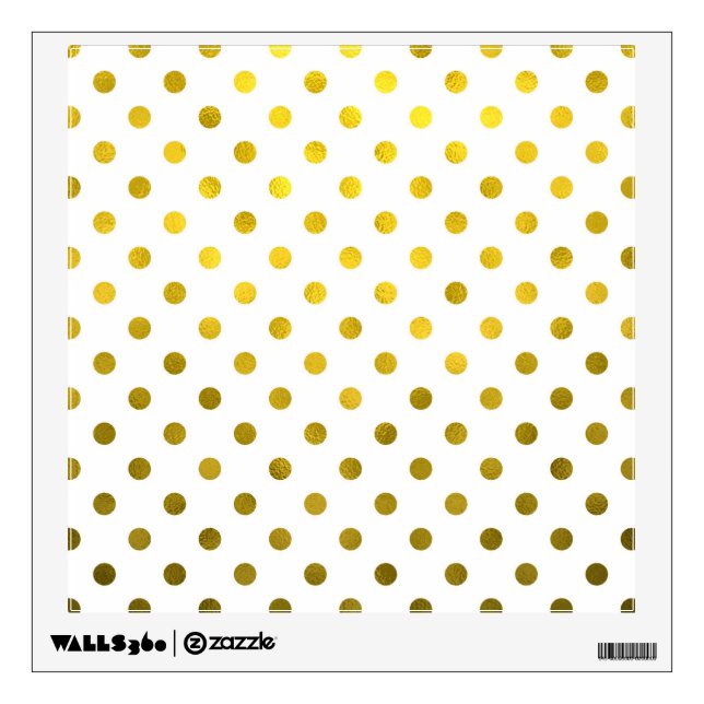 Gold Leaf Metallic Faux Foil Small Polka Dot White Wall Sticker (Front)