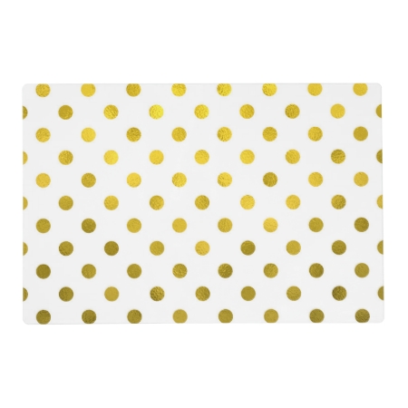 Gold Leaf Metallic Polka Dot On White Dots Pattern Placemat