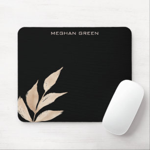 Gold Leaf Minimalist Black Monogram Mouse Pad
