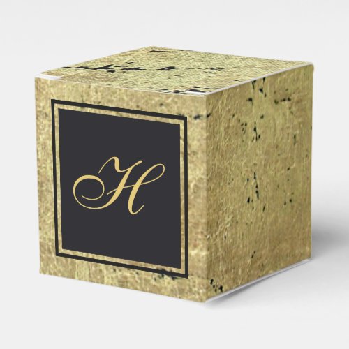 Gold Leaf Monogram Favor Boxes