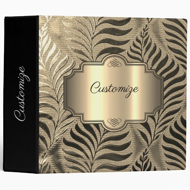 Gold Leaf Motif 3 Ring Binder (Front/Spine)