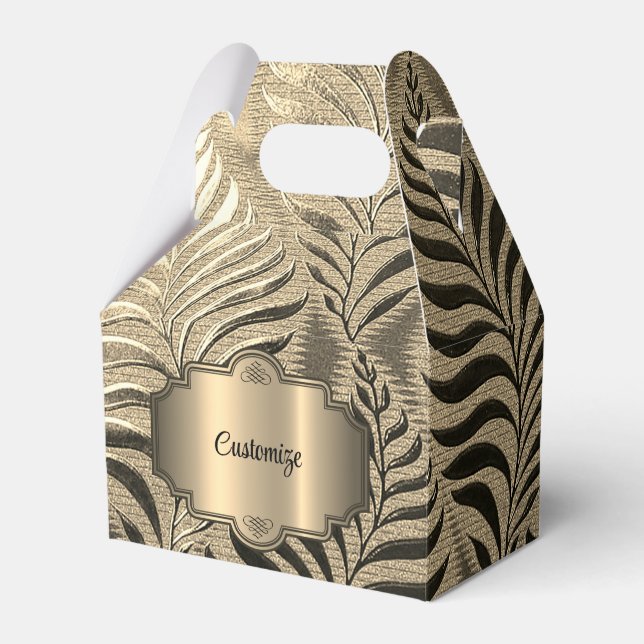 Gold Leaf Motif Gable Favor Boxes (Front Side)
