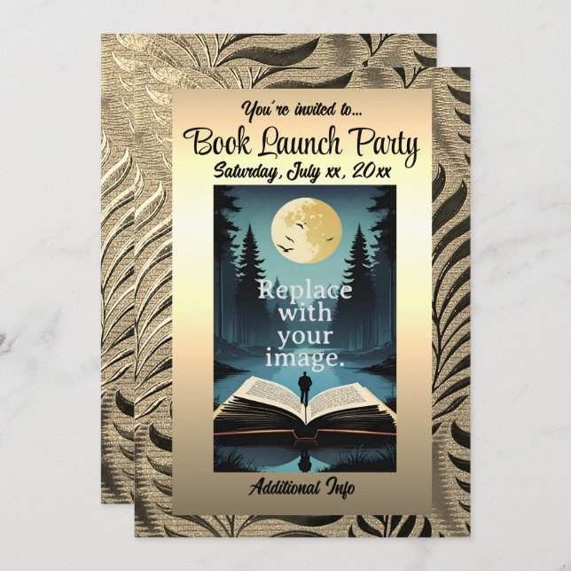 Gold Leaf Motif Invitation (Front/Back)