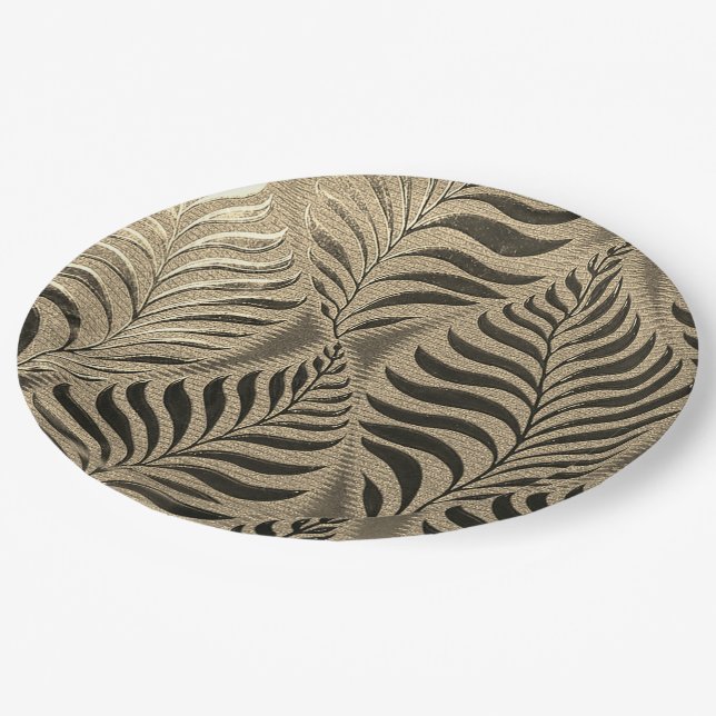 Gold Leaf Motif Paper Plates (Angled)