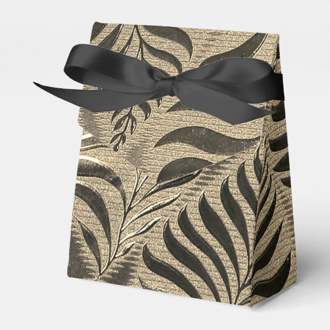 Gold Leaf Motif Tent Favor Boxes (Front Side)