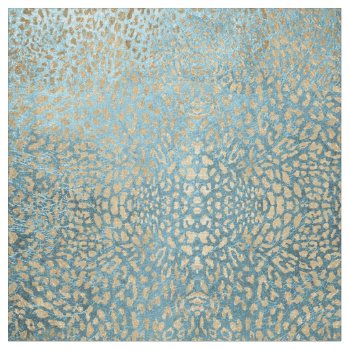 Gold Leaf On Blue Leopard Fabric by voodoo_ts at Zazzle