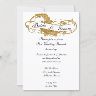 Gold Leaf Post Wedding Brunch Invitation