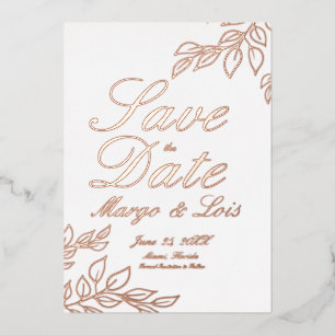 Gold Leaf Save the Date Pressed Foil Invitation