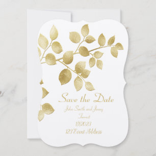 Gold Leaf Save the Date Wedding Invitation