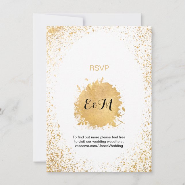 Gold Leaf Spray Invitation (Back)