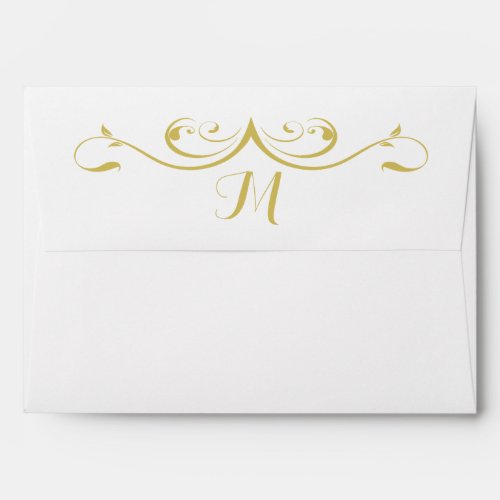 Gold Leaf Swirl Monogram Envelope