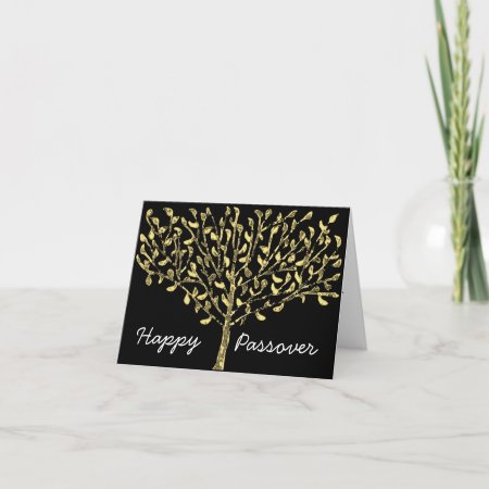Gold Leaf Tree Passover Card