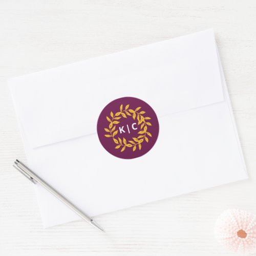 Gold Leaf Wedding  Classic Round Sticker