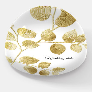 Gold Leaf Wedding Favor Paperweight 