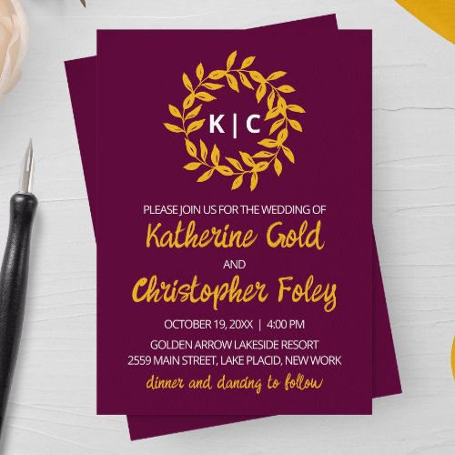 Gold Leaf Wedding Invitation