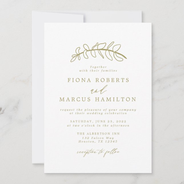 Gold Leaf Wedding Invitation (Front)