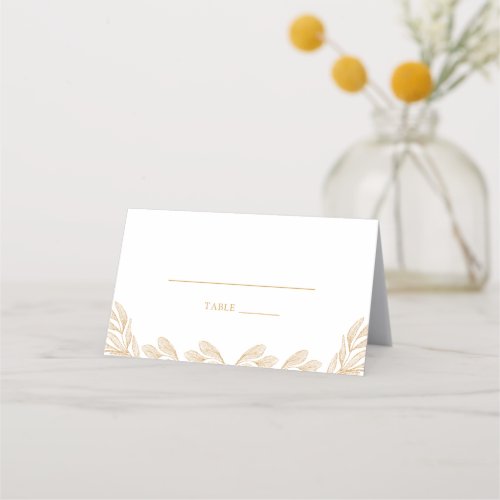 Gold Leaf Wedding Reception Place Card
