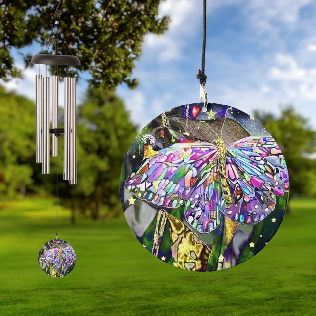Gold Leafed Butterfly Wind Chime (Outdoor)