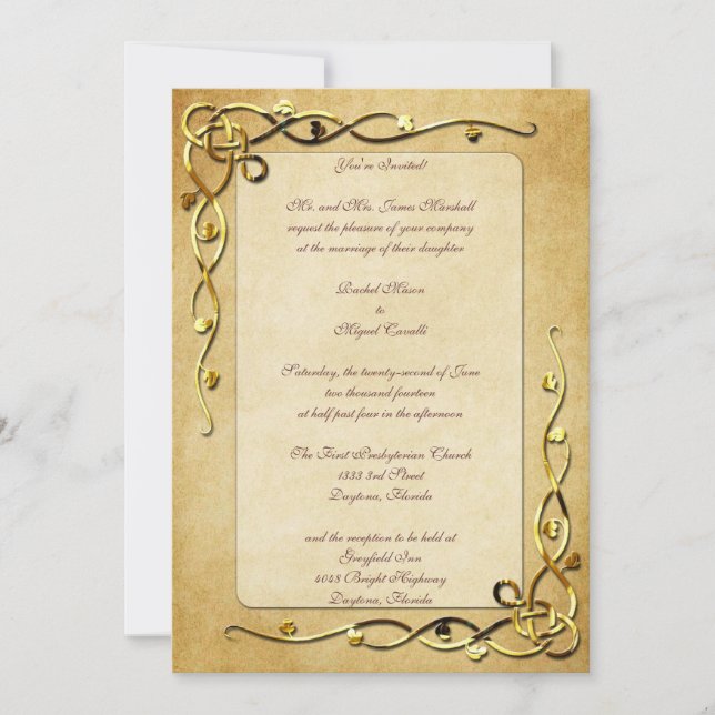 Gold Leafed Wedding Invitations (Front)