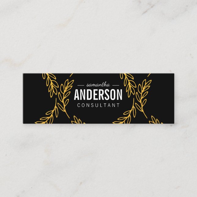 Gold Leafs / Mixed Fonts Mini Business Card (Front)