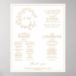 Gold Leafy Crest Monogram Wedding Program Poster<br><div class="desc">We're loving this trendy, modern gold a formal wedding ceremony program Poster! Simple, elegant, and oh-so-pretty, it features a hand drawn leafy wreath encircling a modern wedding monogram. It is personalized in elegant typography, and accented with hand-lettered calligraphy. Finally, it is trimmed in a delicate frame. features all the details...</div>