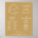 Gold Leafy Crest Monogram Wedding Program Poster<br><div class="desc">We're loving this trendy, modern gold a formal wedding ceremony program Poster! Simple, elegant, and oh-so-pretty, it features a hand drawn leafy wreath encircling a modern wedding monogram. It is personalized in elegant typography, and accented with hand-lettered calligraphy. Finally, it is trimmed in a delicate frame. features all the details...</div>
