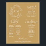 Gold Leafy Crest Monogram Wedding Program Poster<br><div class="desc">We're loving this trendy, modern gold a formal wedding ceremony program Poster! Simple, elegant, and oh-so-pretty, it features a hand drawn leafy wreath encircling a modern wedding monogram. It is personalized in elegant typography, and accented with hand-lettered calligraphy. Finally, it is trimmed in a delicate frame. features all the details...</div>