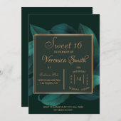 Gold Leafy Sweet 16 Invitation (Front/Back)