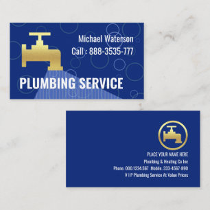 Gold Leaking Faucet Waterdrops Business Card