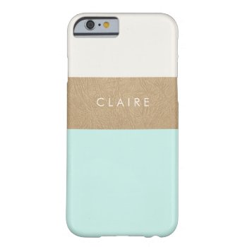 Gold Leather And Mint Green Barely There Iphone 6 Case by OakStreetPress at Zazzle
