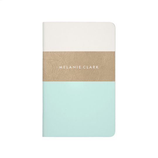 Gold leather and mint green journal