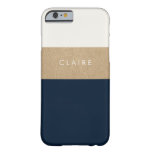 Gold Leather And Navy Blue Barely There Iphone 6 Case at Zazzle