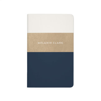 Gold leather and navy blue journal